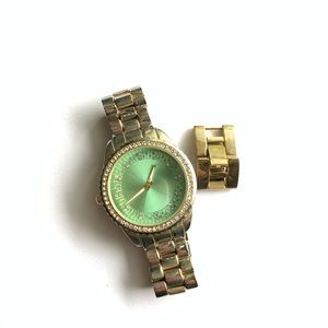 Gold-Tone Metal Rhinestone Watch